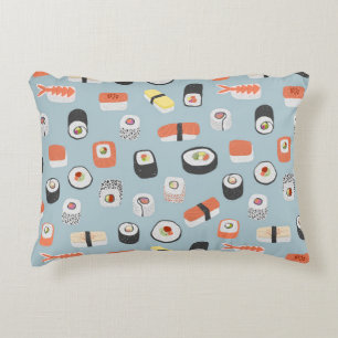 Almofada Decorativa Japonês Sushi Nigiri Maki Roll Pattern