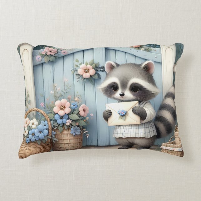 Almofada Decorativa Jardim de Cartas Pastel Raccoon (Frente)