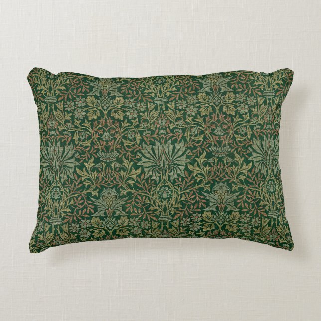 Almofada Decorativa Jardim de Flores William Morris -Verdes (Frente)
