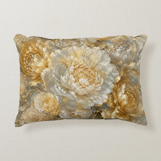 Almofada Decorativa Jardim de Marfim Dourado (Frente)