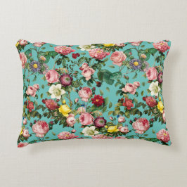 Almofada Decorativa Jardim de rosa de safra em fundo teórico