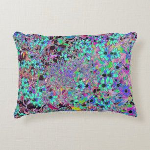 Almofada Decorativa Jardim Roxo com Flores Aquamarinas Psicodélicas
