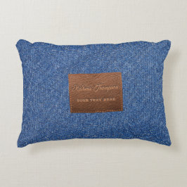Almofada Decorativa Jeans Azul Escuro Moderno de Ponta Textura de Cour
