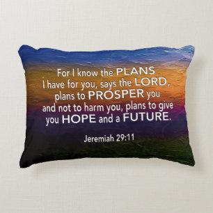 Almofada Decorativa JEREMIAH 29:11 Porque Eu Conheço Os Planos Cristão