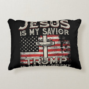 Almofada Decorativa Jesus é o meu salvador é o meu presidente american
