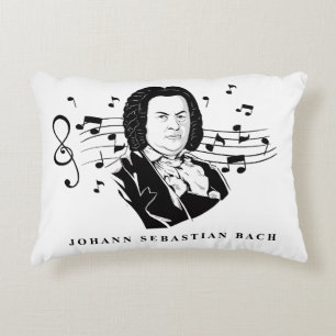 Almofada Decorativa Johann Sebastian Bach Portrait e Bust com Notes