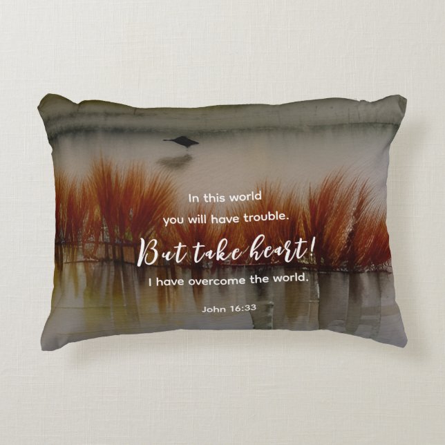 Almofada Decorativa John 16:33 Eu tenho a Bíblia Verse Christian (Frente)