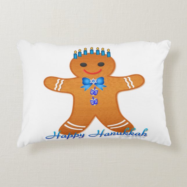 Almofada Decorativa Judaica Hanukkah Gingerpão Man Menorah (Frente)