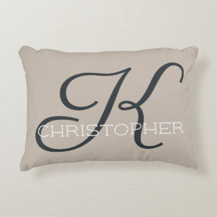 Almofada Decorativa K Inicial Nome Personalizado Bege Neutro