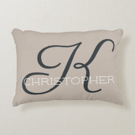 Almofada Decorativa K Inicial Nome Personalizado Bege Neutro Tan