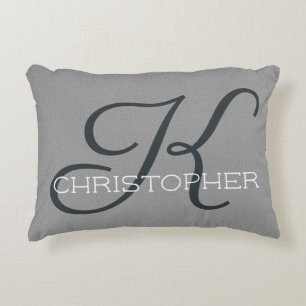 Almofada Decorativa K Inicial Nome Personalizado Preto Branco Cinza