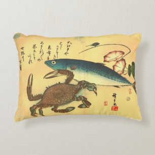 Almofada Decorativa Kani ou Kegani & Saba - Peixe Japonês de Hiroshige