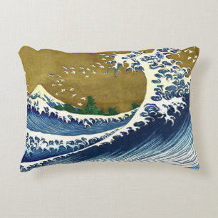 Almofada Decorativa Katsushika Hokusai - Onda Grande Colorida