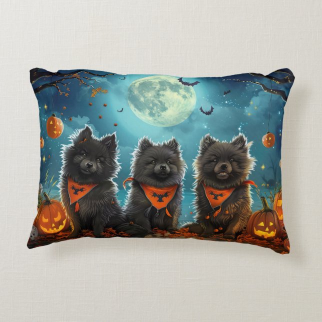 Almofada Decorativa Keeshond Halloween Spooky (Verso)