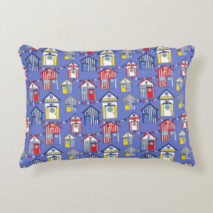 Almofada Decorativa Kids Nursery Red White e Blue Beach Huts Impressão