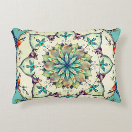 Almofada Decorativa Kingfisher Mandala, Desenho Da Mão