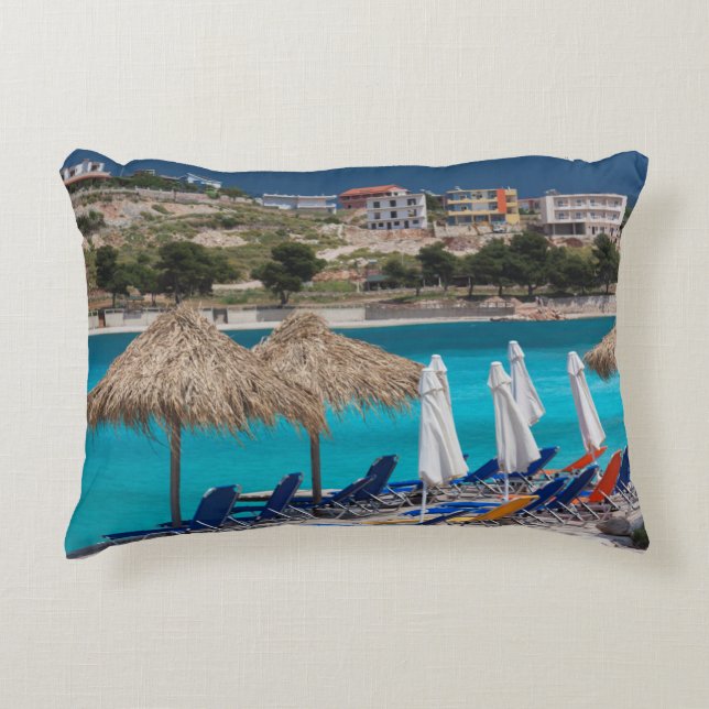 Almofada Decorativa Ksamil, praia da cidade (Frente)