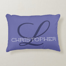 Almofada Decorativa L Nome personalizado inicial Blue Periwinkle