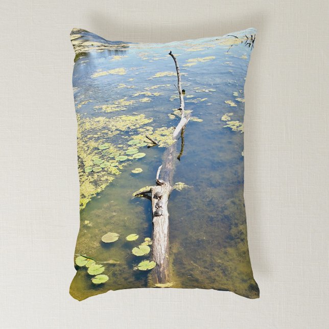 Almofada Decorativa Lago Erie Metropark Turtle Log Horizontal (Criador carregado)