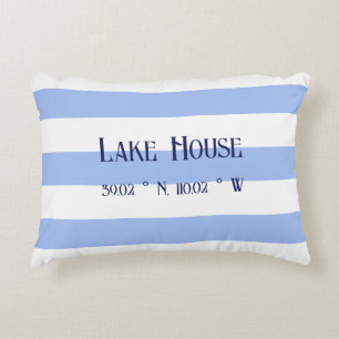 Almofada Decorativa Lago House Nome da família Blue Stripes