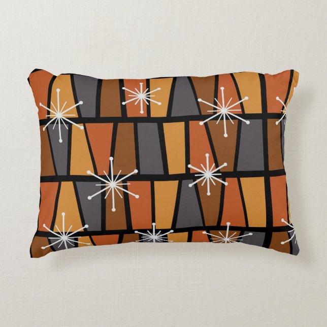 Almofada Decorativa Laranja Abstrato de MCM geométrico (Frente)