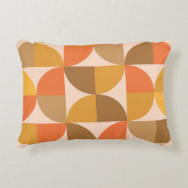 Almofada Decorativa Laranja e Marrom Meados do Século Metade de Círcul