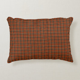 Almofada Decorativa Laranja Ferrugem e Marrom Padrão Xadrez Tartan