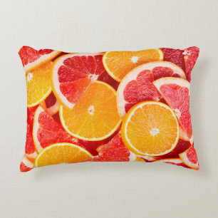 Almofada Decorativa Laranja fresco madura e fundo de toranja