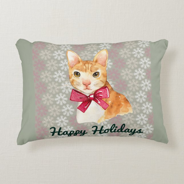 Almofada Decorativa Laranja Tabby de Feriado (Frente)