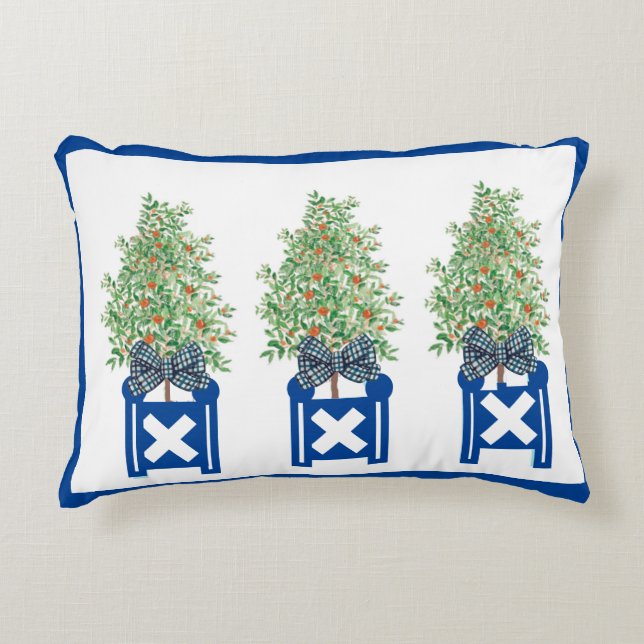 Almofada Decorativa Laranjeira Tópico Azul Chinoiserie (Frente)