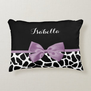 Almofada Decorativa Lavanda Roxo Impressão Arco Girafa Cuja Nome