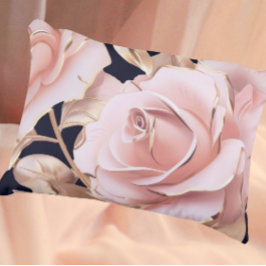 Almofada Decorativa Le Boudoir Noir Peachy Pink Roses on Black