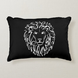 Almofada Decorativa Leão Tribal Negro e Branco