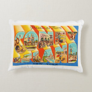 Almofada Decorativa Lembrança das viagens vintage de Coney Island New