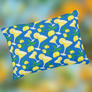 Almofada Decorativa Lêmon amarelo-limão retro cai em azul
