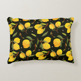 Almofada Decorativa Lemon seamless pattern. Handpainted lemon illustra