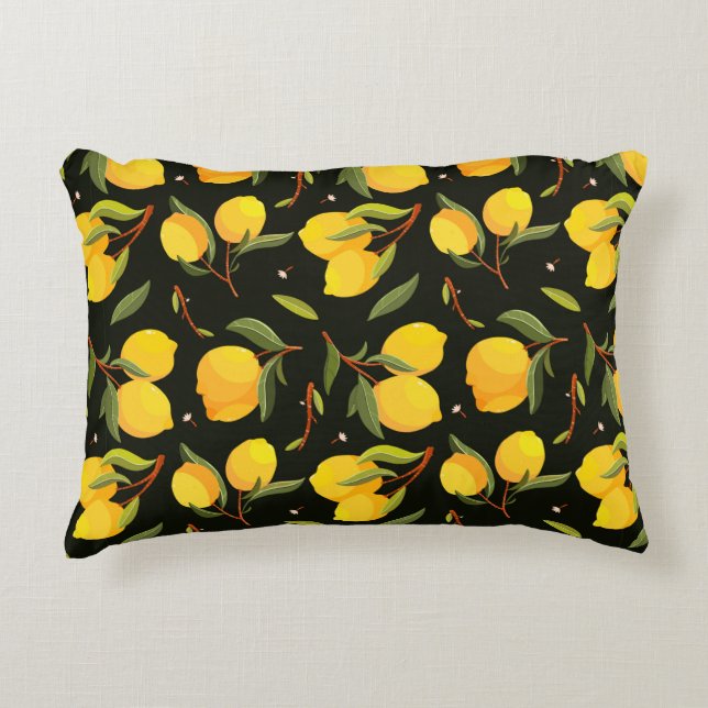 Almofada Decorativa Lemon seamless pattern. Handpainted lemon illustra (Frente)