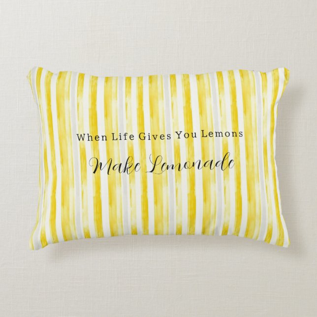 Almofada Decorativa Lemon Yellow White Stripes (Frente)