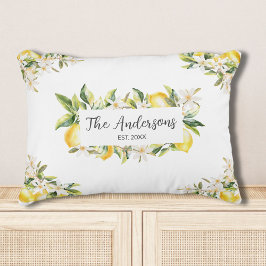 Almofada Decorativa Lemons and Flowers Floral Botanical Family Name