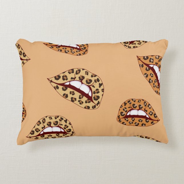 Almofada Decorativa Leopard print lips seamless pattern,cheetah lips d (Frente)
