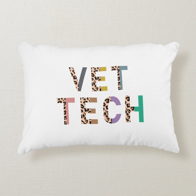 Almofada Decorativa Leopard Print Vet Tech Stethoscope com nome (Frente)