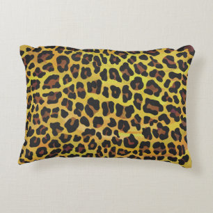 Almofada Decorativa Leopardo Castanho e Impressão Amarelo