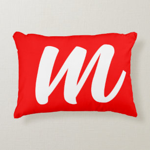 Almofada Decorativa Letra Inicial de Monograma Branco Vermelho