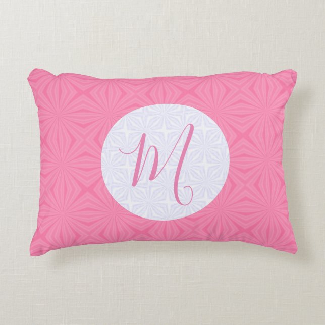 Almofada Decorativa Light Pink Squiggly Squares Personalize Initial  (Frente)