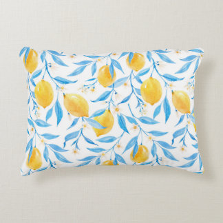 Almofada Decorativa Limões de aquarelas: padrão desenhado à mão.