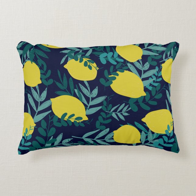Almofada Decorativa Limões e padrão das folhas (Frente)