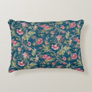 Almofada Decorativa Linda Floral Colorida Flores Azuis Fundo