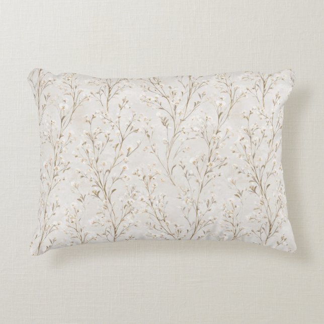 Almofada Decorativa Lindas Flores Brancas Creme (Frente)