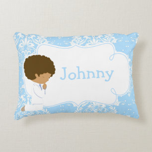 Almofada Decorativa Lindo menino afro-americano rezando e poema