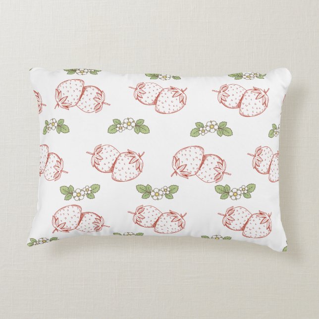 Almofada Decorativa Lindo padrão de morango Decoração de berçário Fofo (Verso)
